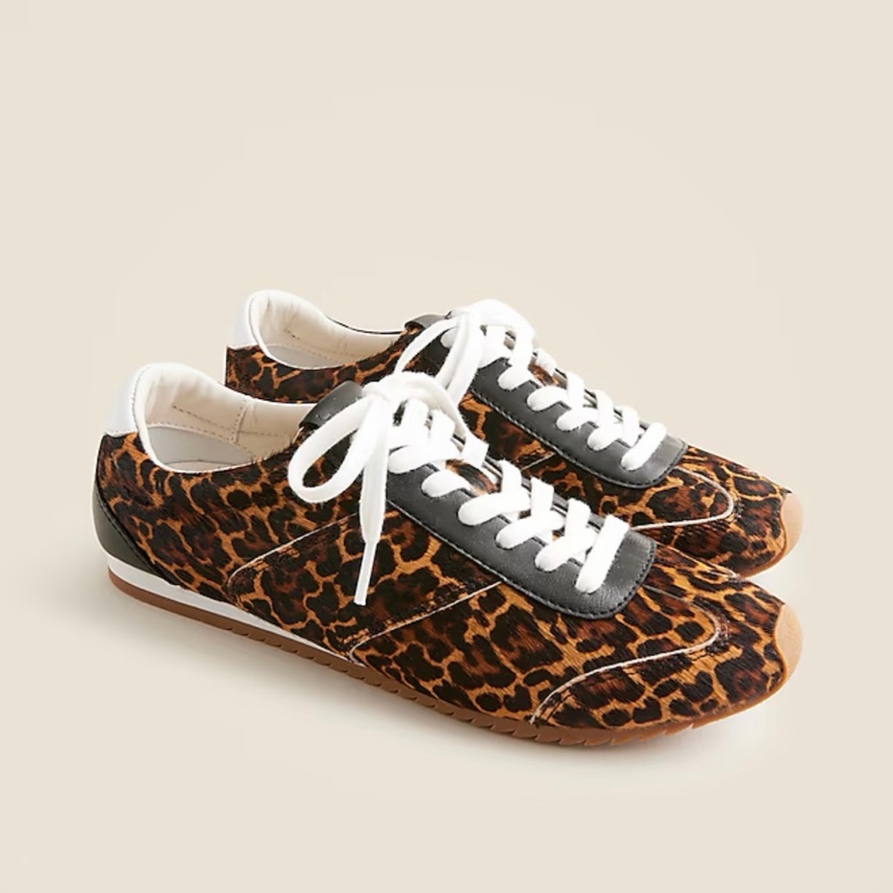 J. Crew Leopard Print Sneakers with Black and White Accents